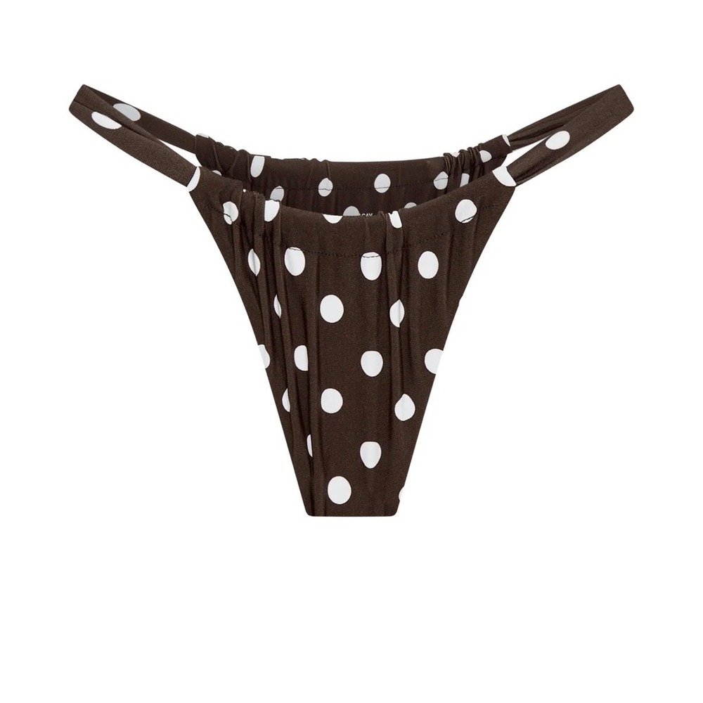 Vacay Swimwear Rhodes Polka Dot Bikini Bottom Chocolate Brown White Small NWT